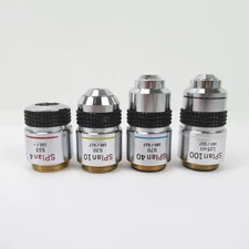 OLYMPUS SPLAN 4, 10, 40 & 100 MICROSCOPE OBJECTIVE SET - 4X, 10X, 40X & 100X