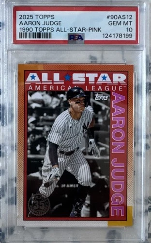2025 Topps Series 2 1990 Topps Baseball AllStars Aaron Judge #90AS-12 Pink PSA10
