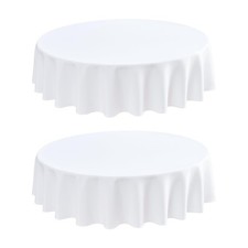 2 Pack 60 Inch Round Table Cloth White Tablecloth Washable Tablecloth Solid...