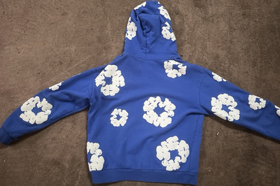 DENIM TEARS African Diaspora Goods Blue/White Flower Graphic Fleece Hoodie M