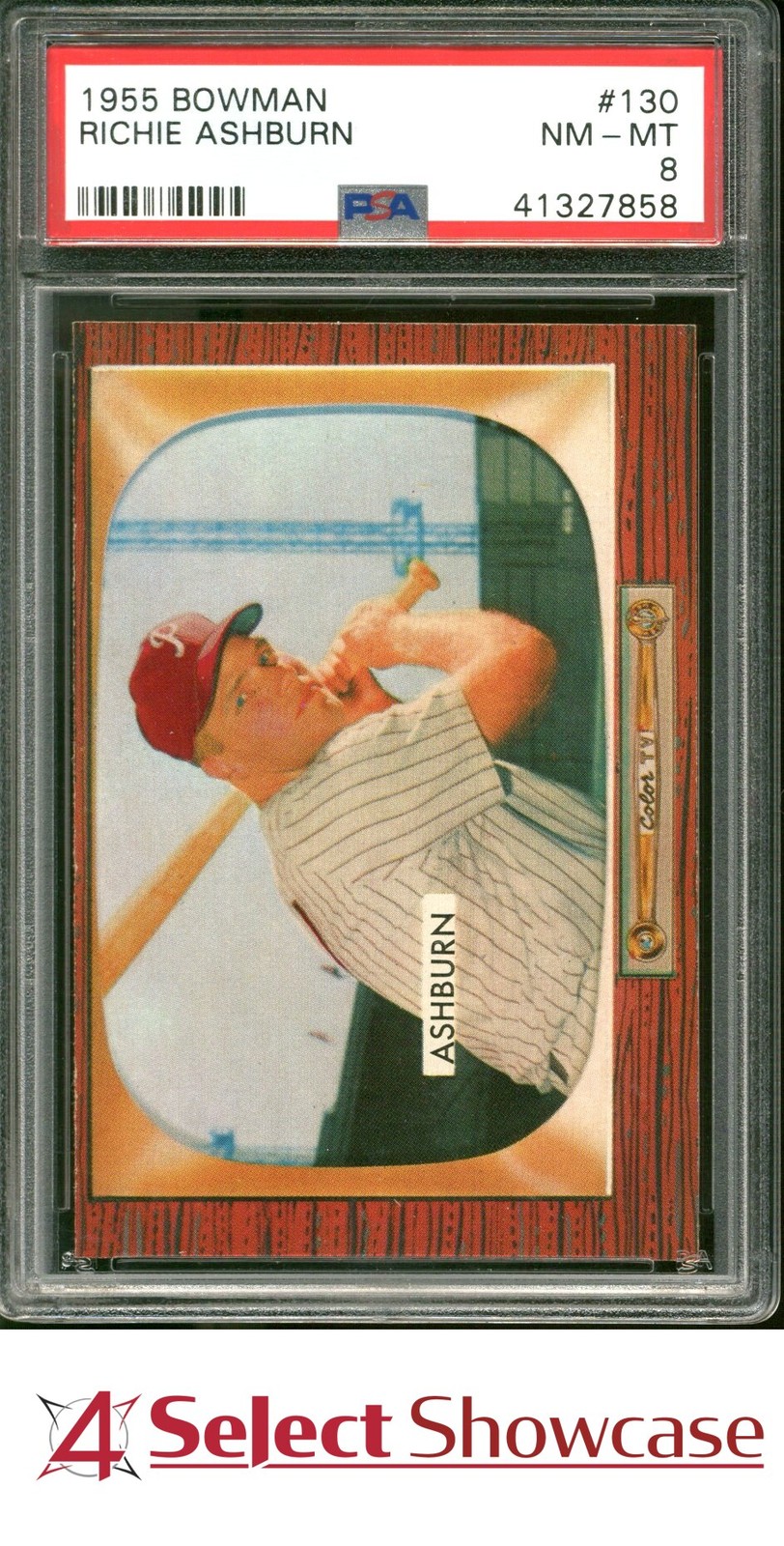 1955 BOWMAN #130 RICHIE ASHBURN PHILLIES HOF PSA 8