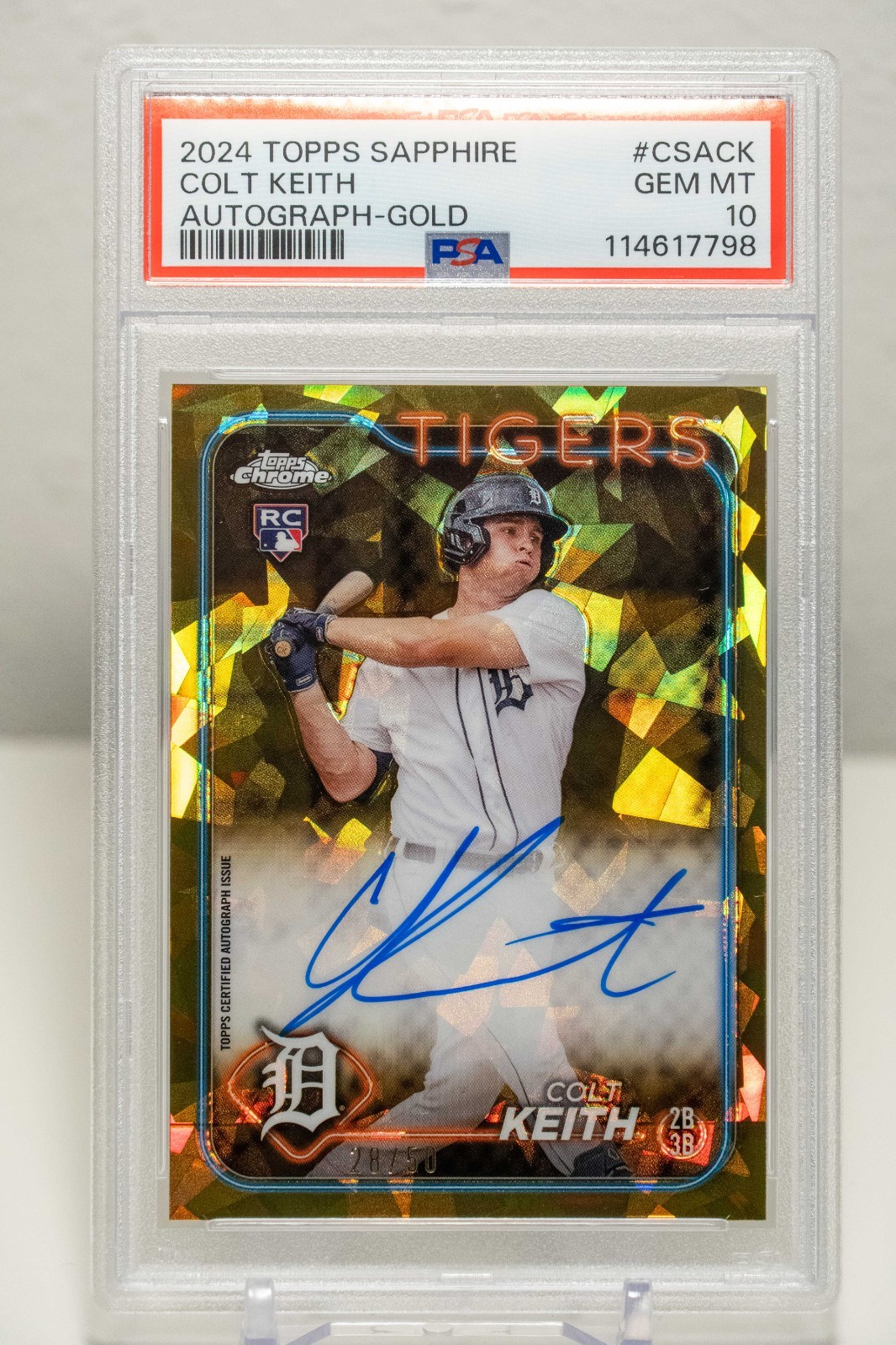 2024 Topps Chrome Sapphire Gold Autograph Colt Keith RC /50 PSA 10