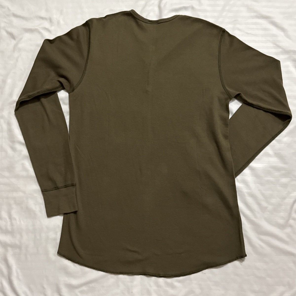 新品■AMERICANA■THERMAL BACK HENLEY■カーキ The American Outdoorsman Sherpa Lined Waffle Henley for Men