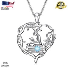 925 Sterling Silver Book Lovers Necklace Girl Reading Book for Women Necklace