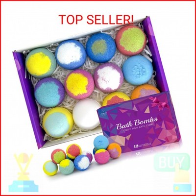 Bath Bombs for Women Gift Set 12 Pack Natural Relaxing Bath Bombs for Her，Aromat