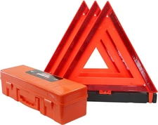 3 Pack Foldable Warning Reflective Triangles with Carrying Case, Heavy Base Road