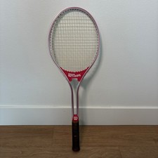 Vintage Wilson Tennis Racquet Silver Red Aluminum Frame Made in Japan Retro