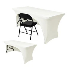 2 Pack Spandex Fitted Tablecloth for 4 Foot Tables-Open Back Folding Table Co...