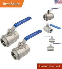 2Pcs 316 Stainless Steel 1.5" Full Port Ball Valve with Heavy Duty Blue Vinyl...