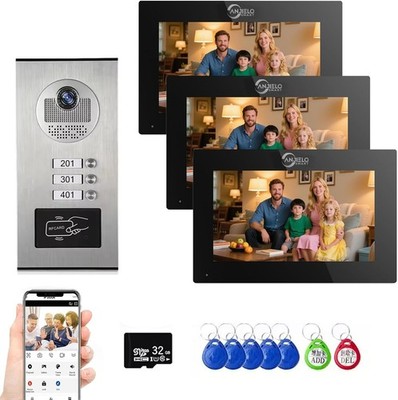 3 Einheiten 7-Zoll-Touch-Monitor Video-Türsprechanlage für Innen und Außen