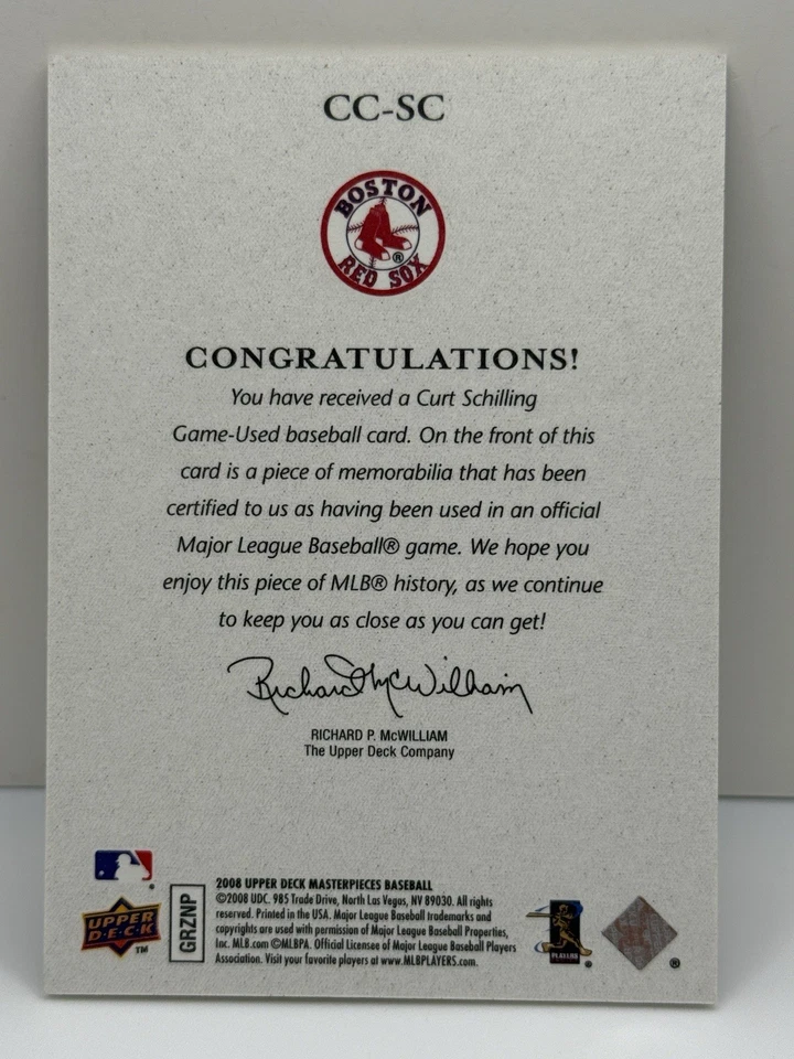 2008 Upper Deck Masterpieces Captured on Canvas Curt Schilling #CC-SC - Image 2 of 2