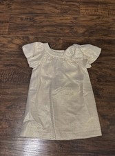 Girls Janie And Jack Holiday Dress Gold Shimmery Bow Size 2T