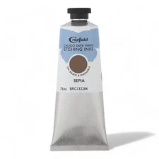 Cranfield Sepia Etching Ink - Safe Wash Formula, 75ml Tube, BRCN32284