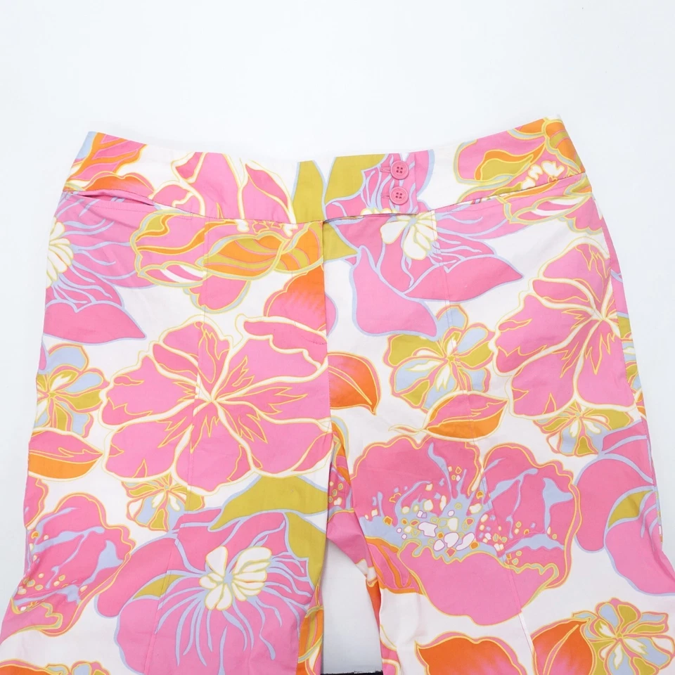 Pantalones Cortos Bandolino Para Mujer 16 Rosa Floral Algodón Elástico Clásico Pierna Ancha Foto 2 de 4