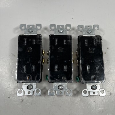 Leviton Decora 15 amps 125 V Duplex Black Outlet 5-15R (Pack of 3)