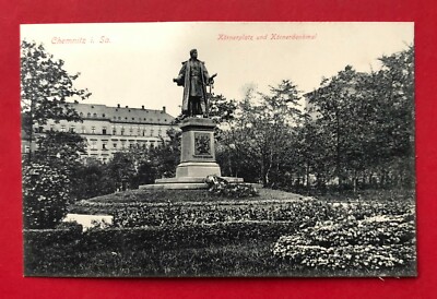 Postcard Chemnitz around 1910 Grain Square and Grain Monument (84502