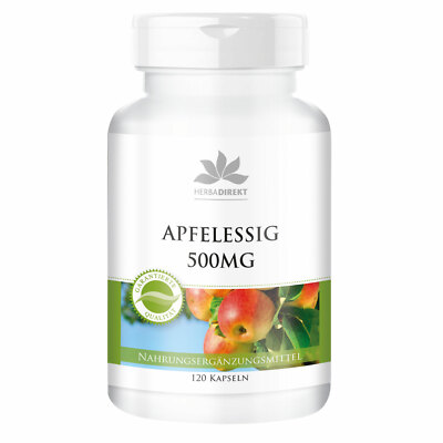 Apfelessig 500 mg - 120 Kapseln, Säuregrad 4-8%, vegan | herba direkt