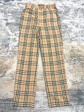 VINTAGE BURBERRYS LONDON BEIGE TARTAN HIGH RISE PLEATED LADIES TROUSER WAIST 29