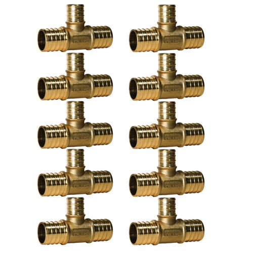 10 Pack  XFITTING 1"x1"x3/4" Pex B Tee . 1"x 1"x3/4" Pex B Tee Crimp Pex Fitting