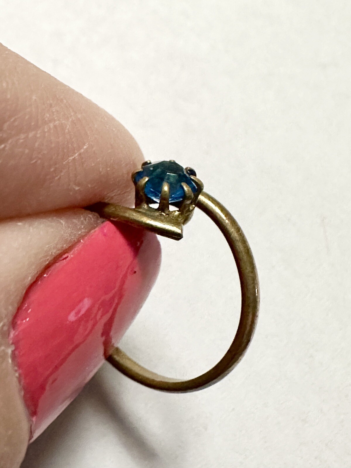 Antique Untested Blue Stone Solitaire Ring - image 13