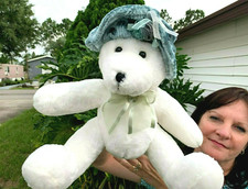 RARE Vintage Dan Dee Victorian White Teddy Bear 13" Plush Stuffed Animal Toy