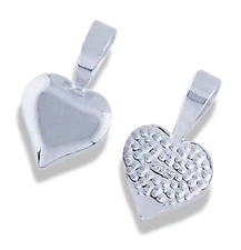 Set Of Two 925 Sterling Silver Heart Bail Glue On Aanraku style Bails 9x15mm