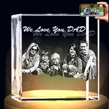 Personalized 3D Photo Crystal Custom Laser Picture Frame Dad Mens Womens Gifts