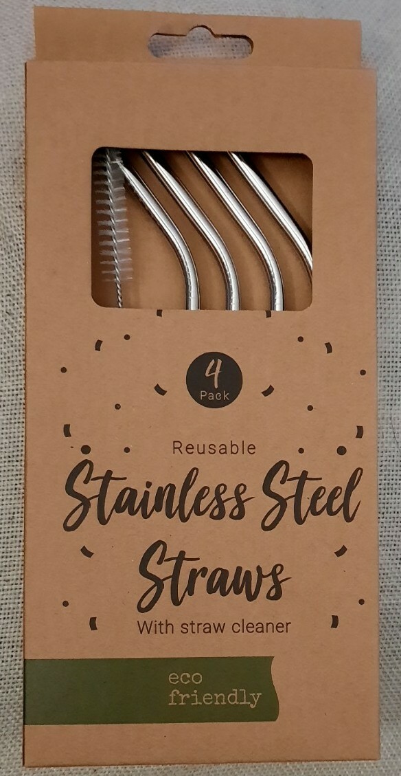 Eco Friendly 4 Pack Reusable Stainless Steel Straws & Straw Cleaner New