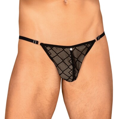 Men s Black Semi-Transparent Thong