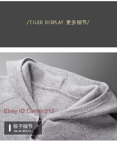 Cárdigan para hombre 100 % lana otoño informal tejido chaqueta con capucha grueso cálido suéter top - Imagen 12 de 28