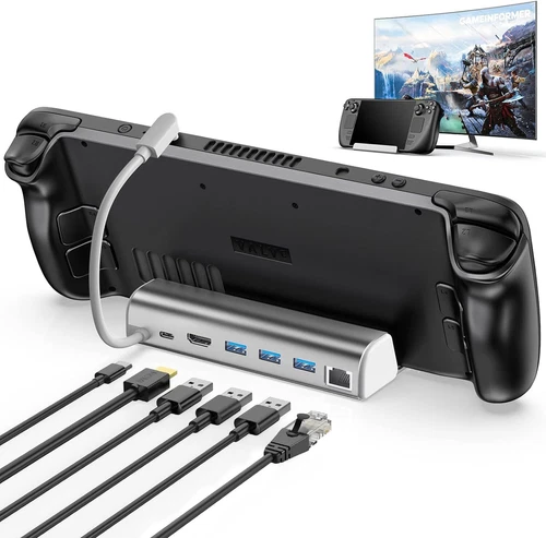 For Valve Steam Deck 6-in-1 Steam Deck Docking Station Charging Game HDMI TV 4K - Picture 9 of 20