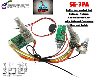 Artec SE3PA Preamp/EQ for Bass Guitar 4 pot vol, balance, bass & treble, Mid &.