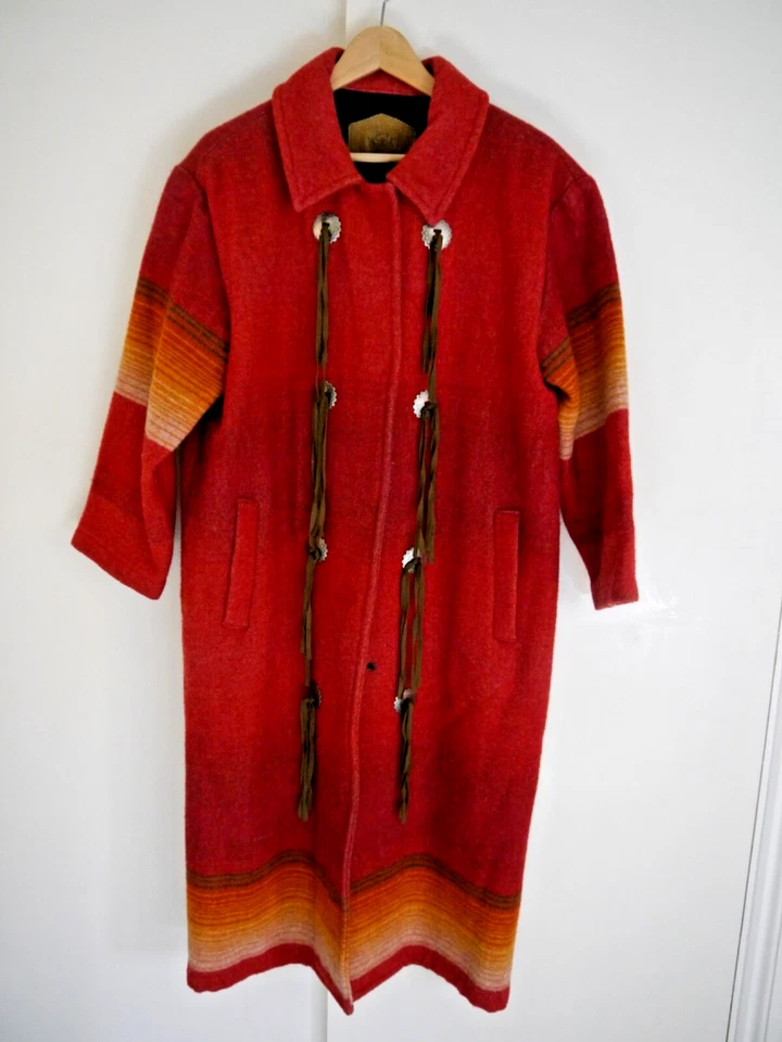 Vintage Woolrich Women's Southwest Aztec Navajo Wool Blanket Trench Coat - Image 3 of 4