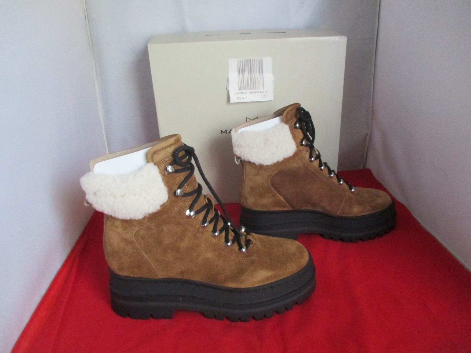 SAOLA STIVALETTO MARC FISHER PIERSON SUOLA AD ALETTA $239 TAGLIA USA 5 1 2 MEDIO NATURALE #386