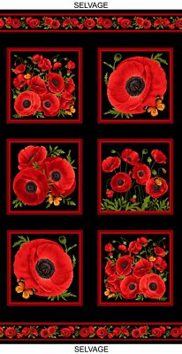 Red Poppy Flowers Fabric Chong A Hwang Cotton Timeless