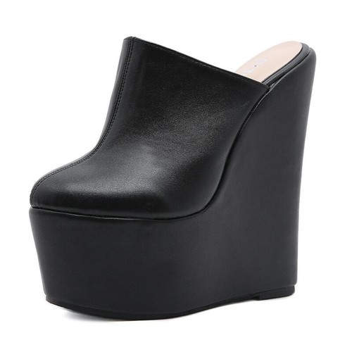 black platform closed toe sandals