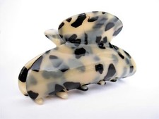 Large black and beige marbled hair claw clip