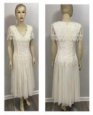 Jessica McClintock Bridal Prairie Cottage Lace Crochet Pearl Wedding Dress 5/6