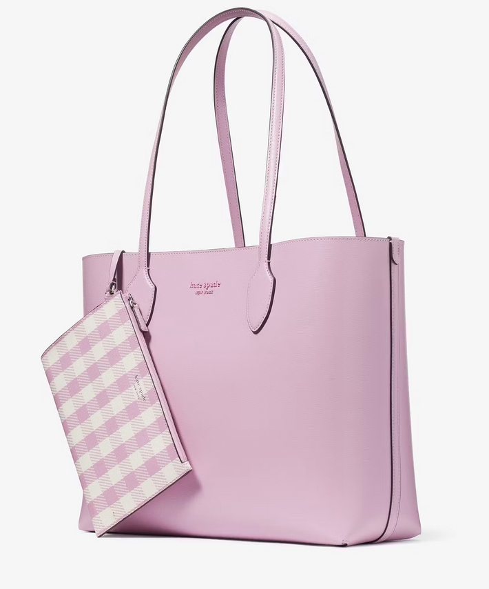 Kate Spade Bleecker Gingham Pop Large Tote with Pouch Berry