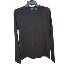 NWT Perry Ellis Vertical Stripe Sweater in Black Size Small