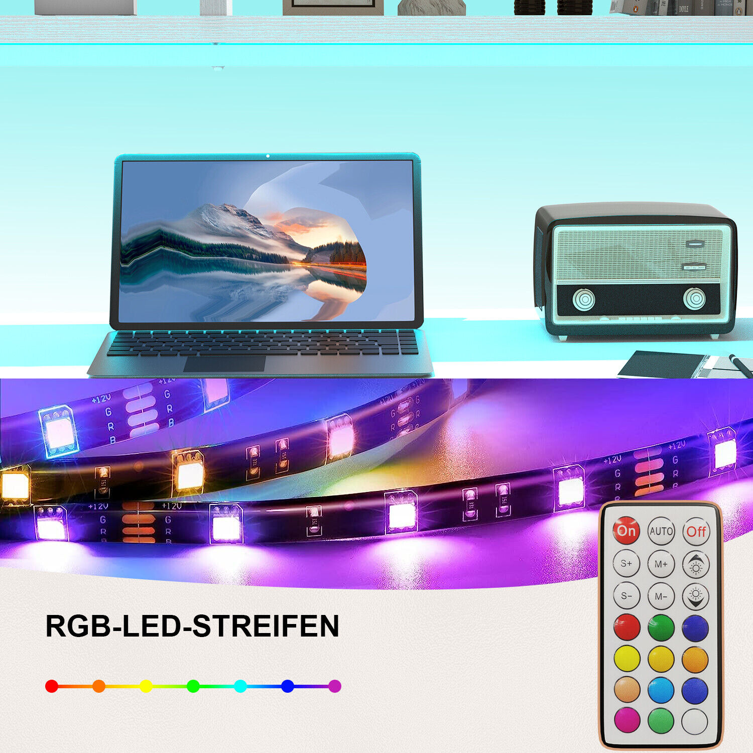 LED RGB Eckschreibtisch Schreibtisch L-förmiger Computertisch Gaming Tisch