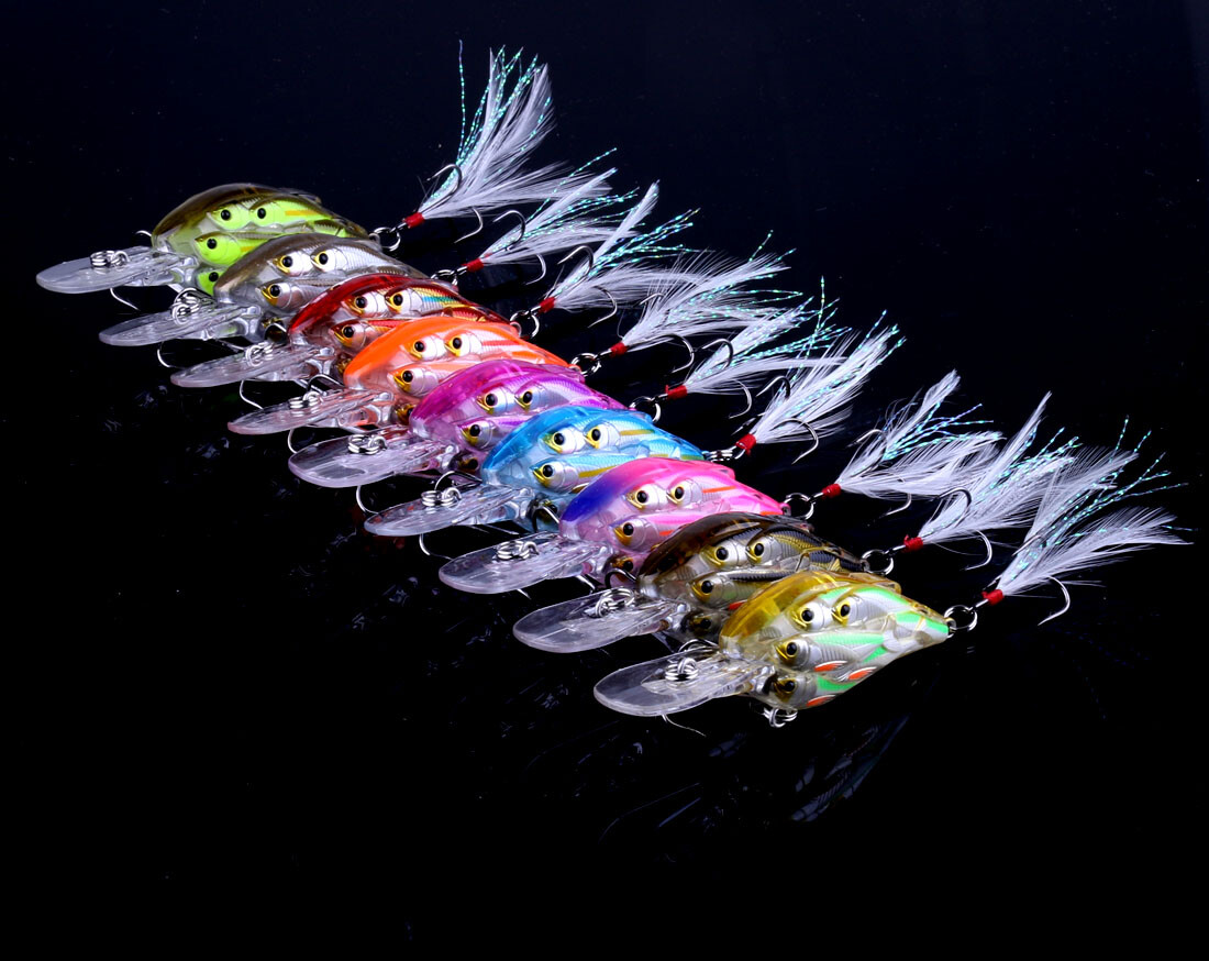 9PCS Crankbaits 7.5cm/9g Minnow Fishing Lure Hooks Tackle Hard