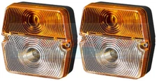 PAIR OF SQUARE FRONT INDICATOR FLASHER SIDE LIGHTS POSITION LAMPS FOR TRACTOR
