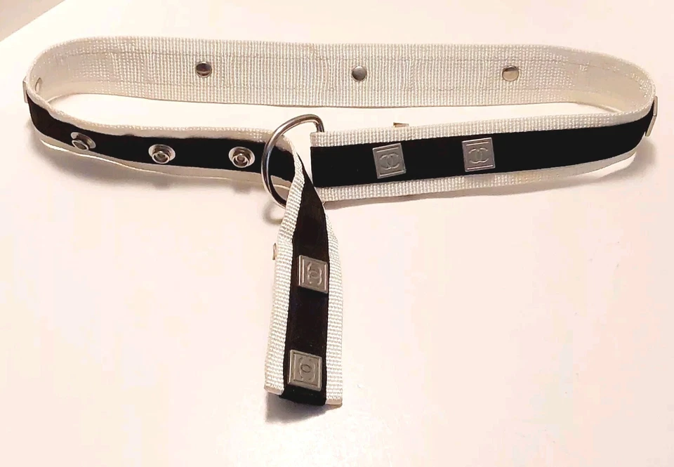 Cinturón CHANEL 03P CC Sports Line - Lona Blanco y Negro - Talla 80/32 Foto 3 de 4