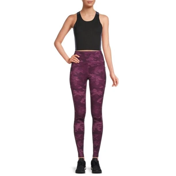 Avia Women's Active Core Performance Print Legging, Purple Oxford Camo,  Medium