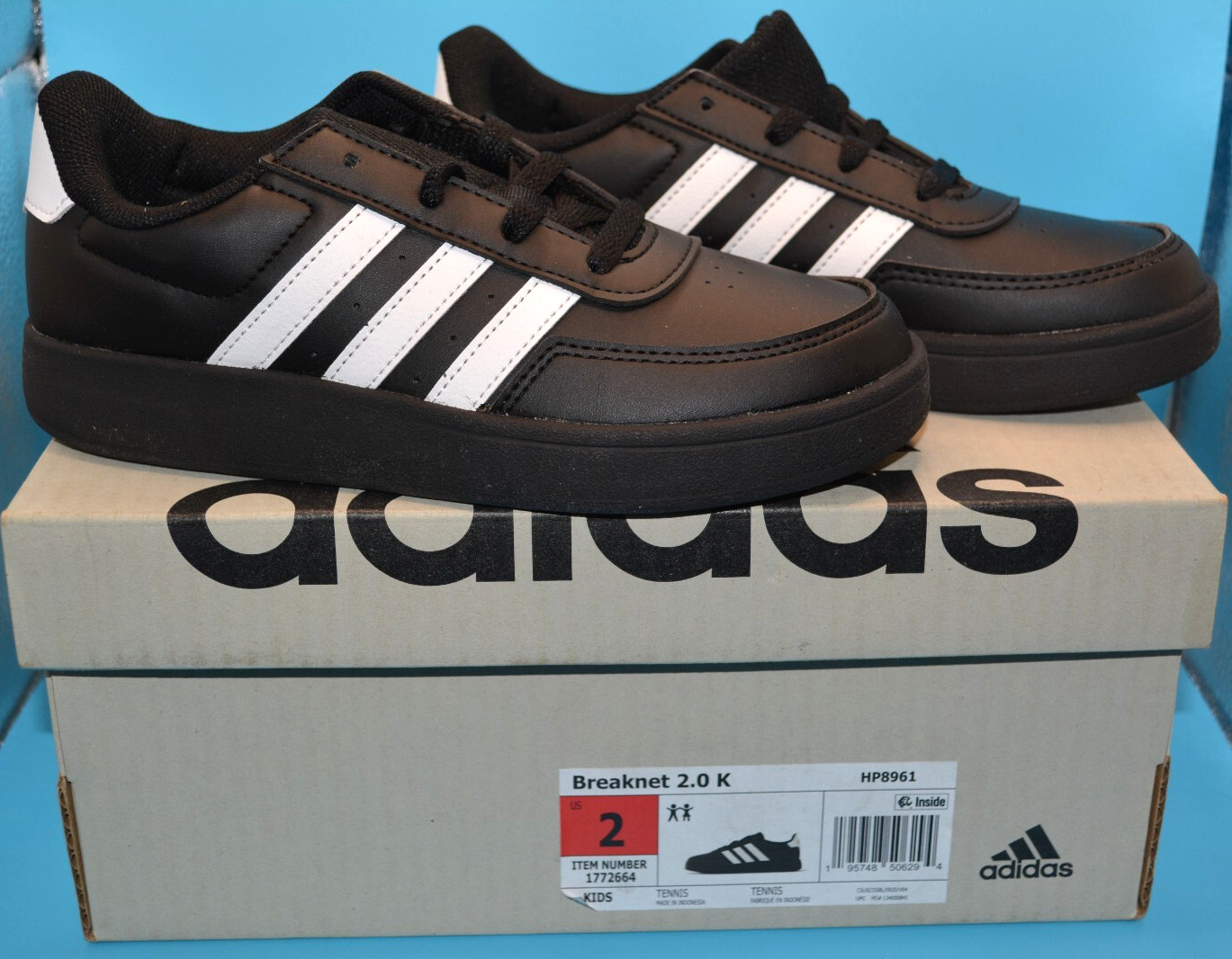 Adidas Breaknet 2.0 Kids Shoes Size 2 Black Sneakers New with Box Adidas Breaknet 2.0 Kids Shoes Size 2 Black Sneakers New with Box