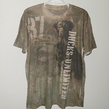 Artisans Apparel Ducks Unlimited Short Sleeve T-Shirt Men's Size Large Camo Dog
