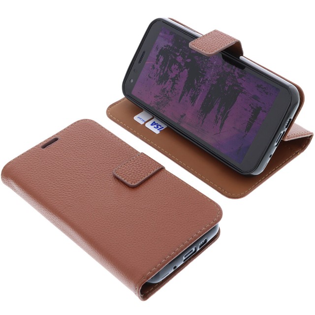 Tasche für CAT S62 PRO Book-Style Schutz Hülle Handytasche Buch Cover Braun