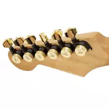 Tone Ninja 20:1 Locking Tuners, 6 Inline Staggered set, Black and Gold