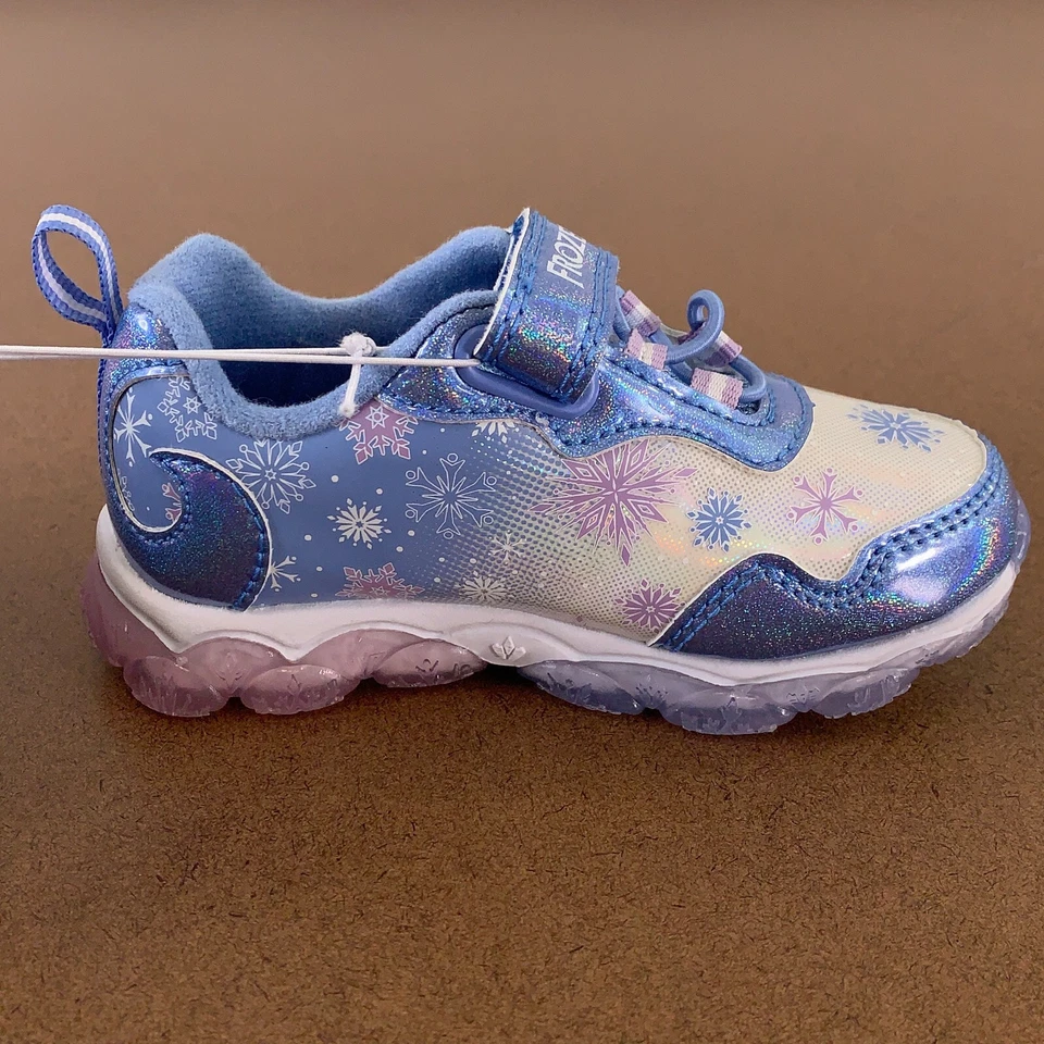 Disney Frozen Girls Shoe Size 7 Blue Hook & Loop Close Light-Up Sneakers NWT - Image 2 of 4